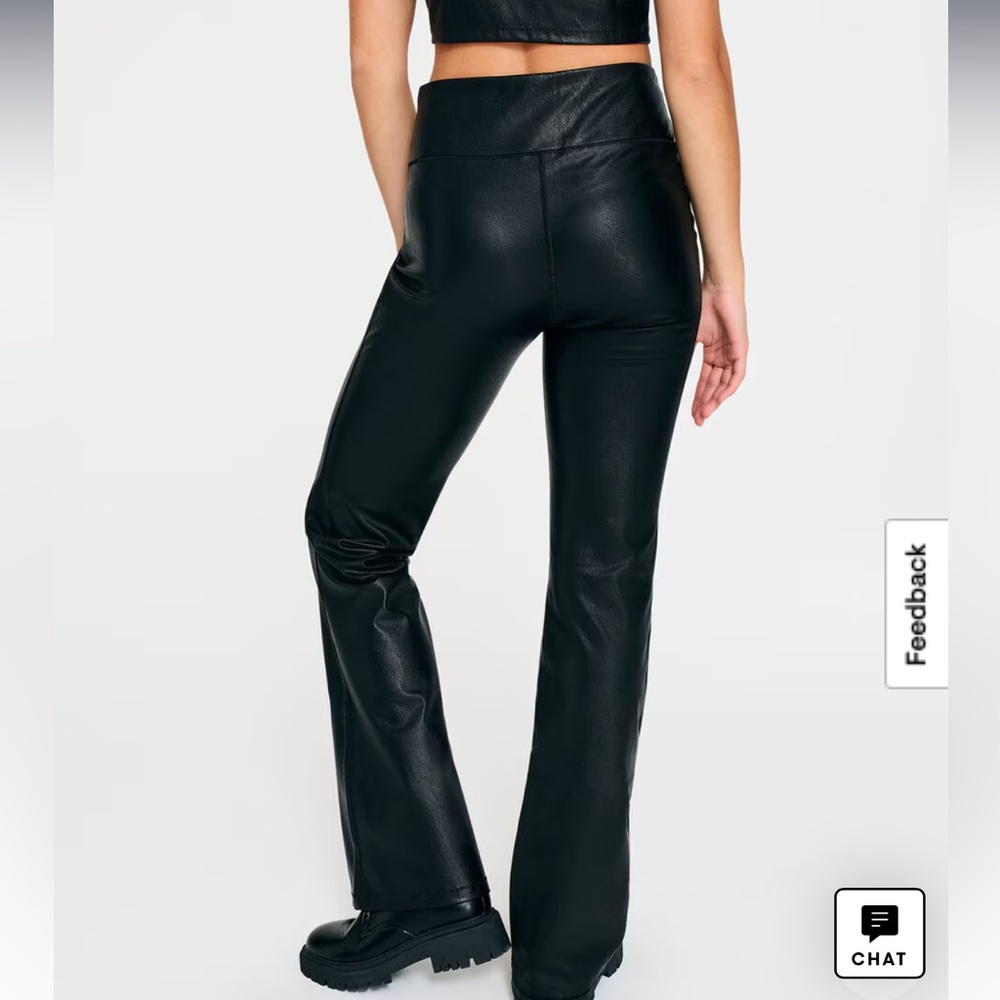 Black Leather Flare Pants